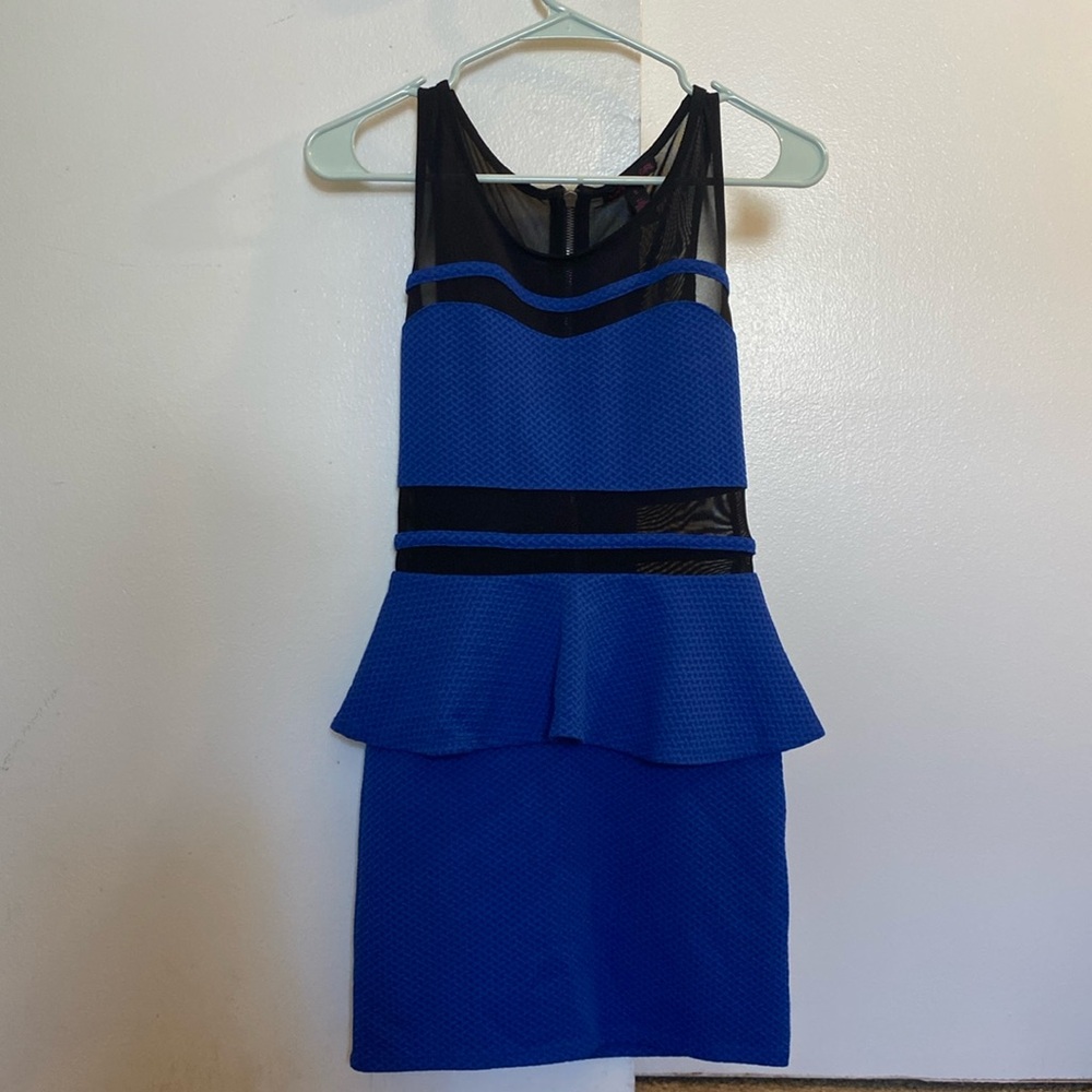 MATERIAL GIRL Blue with Black Mesh Dress Women’s Size S